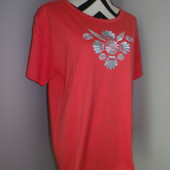 NWT Bob Mackie Coral Seashell Large 12/14 Top - Picture 3 of 5